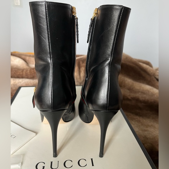 GUCCI leather boots pointy toe size 7 / 7.5 excellent 37.5 strap buckle booties - Picture 11 of 13